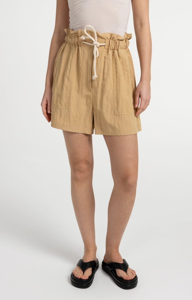 Short taille haute froncée, poches cargo - YAYA - Safari Brown