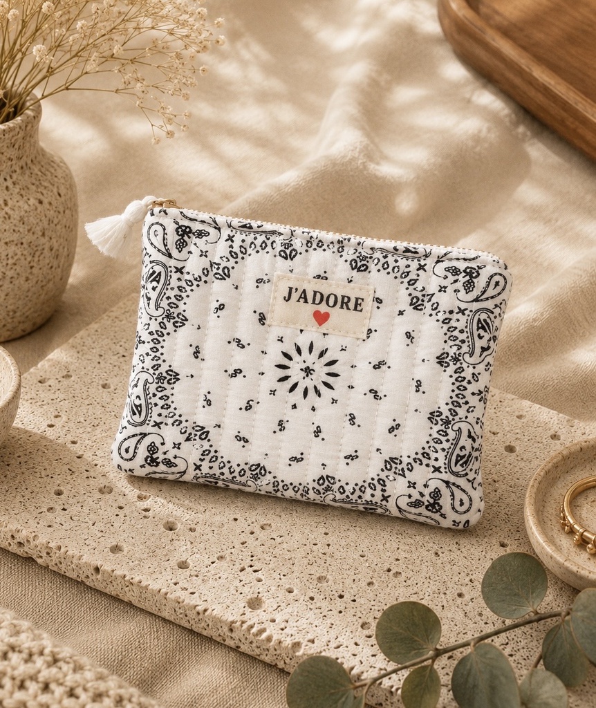 Pochette en coton - J'adore - Bandana Beige