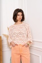 Haut en crochet - Ecru et rose