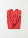 T-shirt avec épaulettes et noeud - Rouge