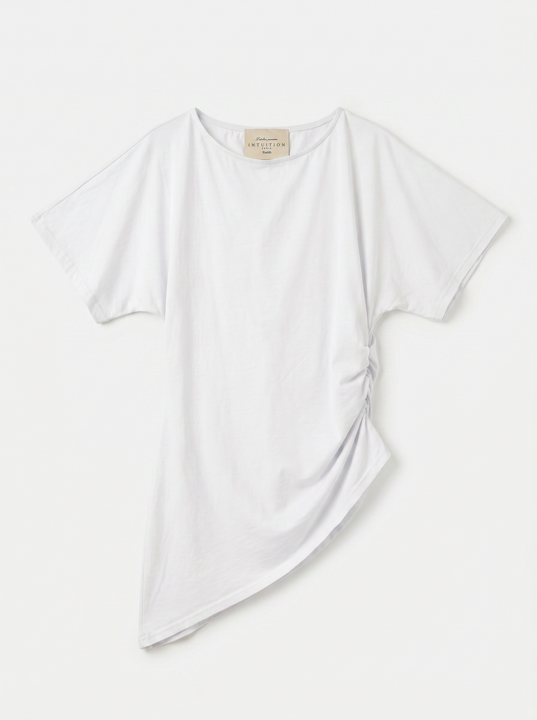 [T05566-blanc] T-shirt asymétrique - Blanc