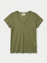 T-shirt en lin - Col V et manches courtes - Vert