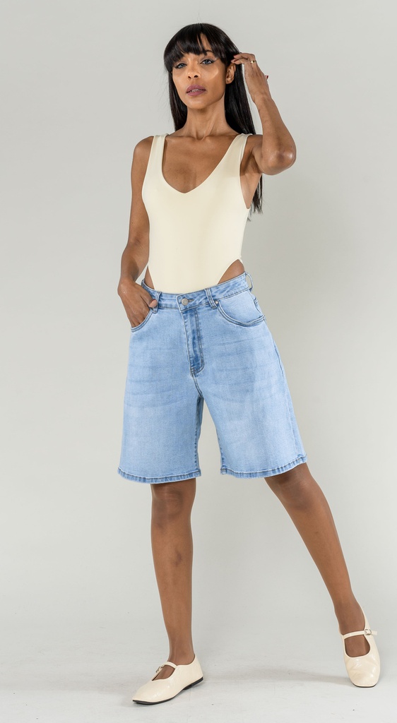 [P617-6-36] Short long en jeans - Lina - bleu clair (36)