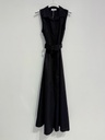 Robe longue en coton glacé sans manche avec ceinture - Noir