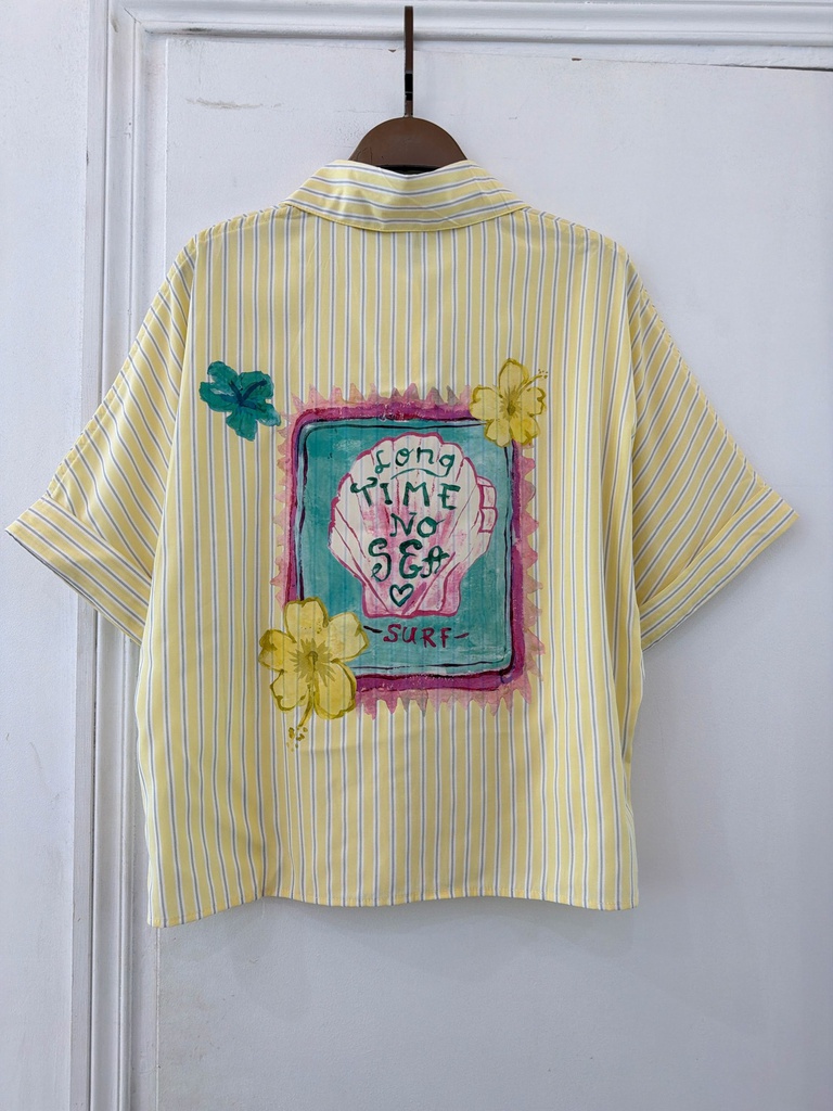 Chemise à manches courtes avec motifs dans le dos - Jaune