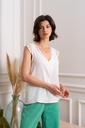 Blouse sans manche avec broderie - Blanc
