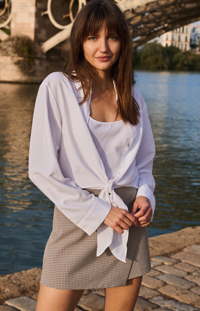 [01-201231-607-purewhite-36] Chemise nouée avec haut sans manches assorti - YAYA - Pure White (36)
