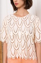 Blouse en dentelle à manches courtes - Beige