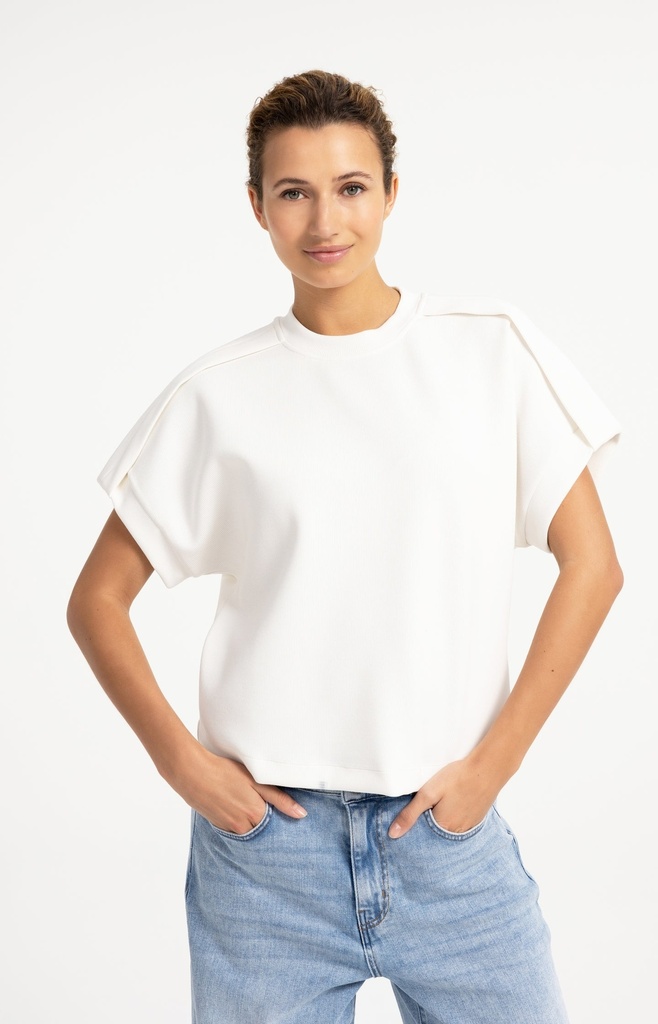 Sweat-shirt sans manches avec plis aux épaules - YAYA - Off White