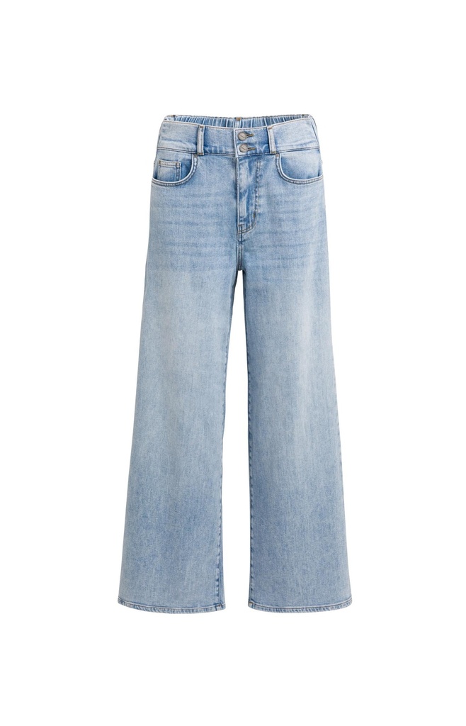 Jean en denim à jambes larges et ceinture distinctive (L34) - YAYA - Light Blue Denim