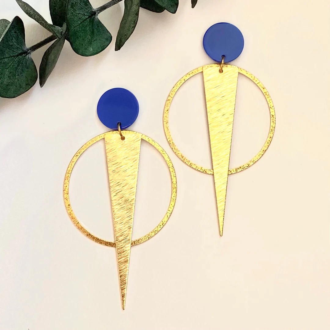 Boucles d'oreilles NAO - Laiton et acétate - BOAC 748