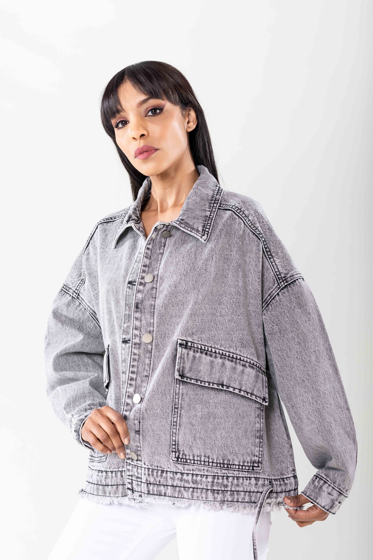 Veste en jeans oversized - Zoé - gris