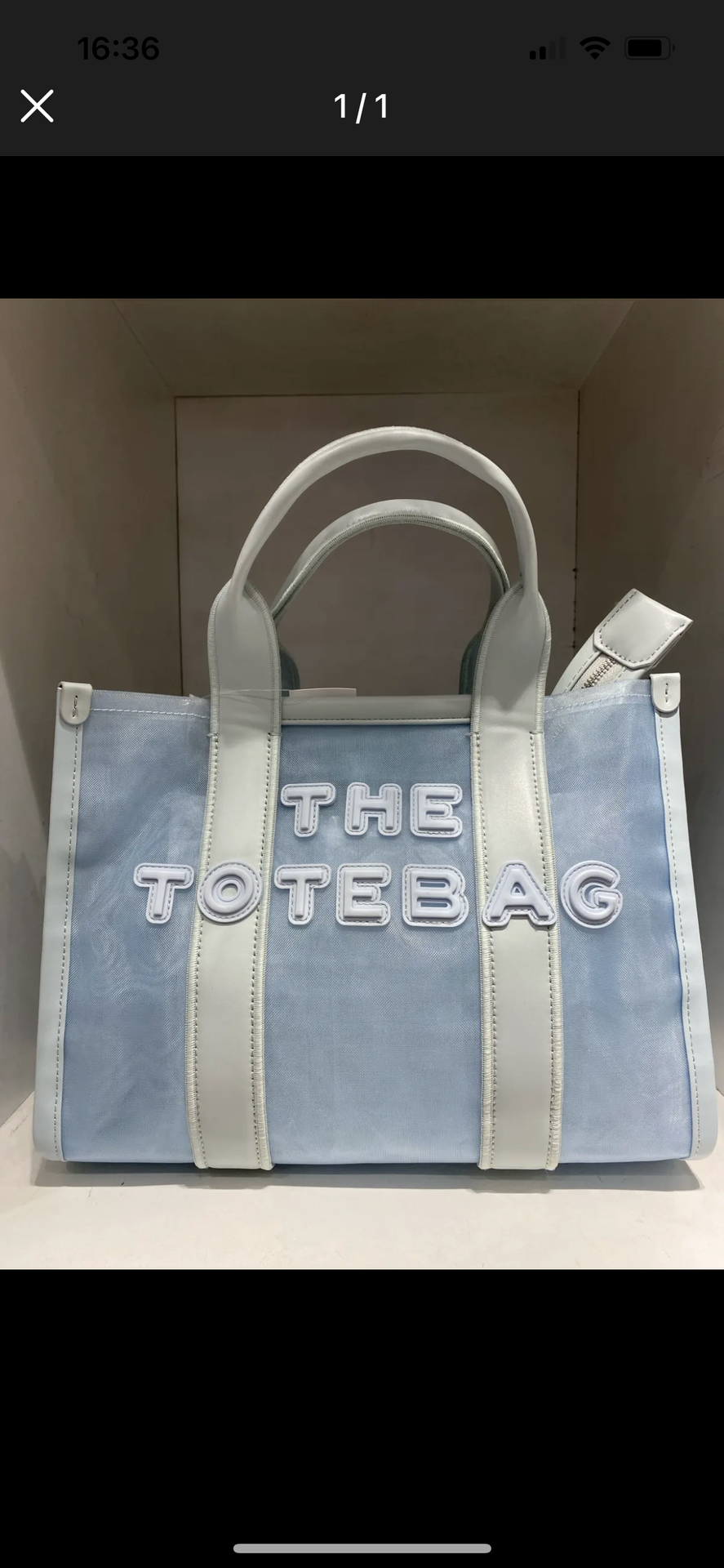 Sac cabas bi-matière - The Tote Bag - bleu ciel