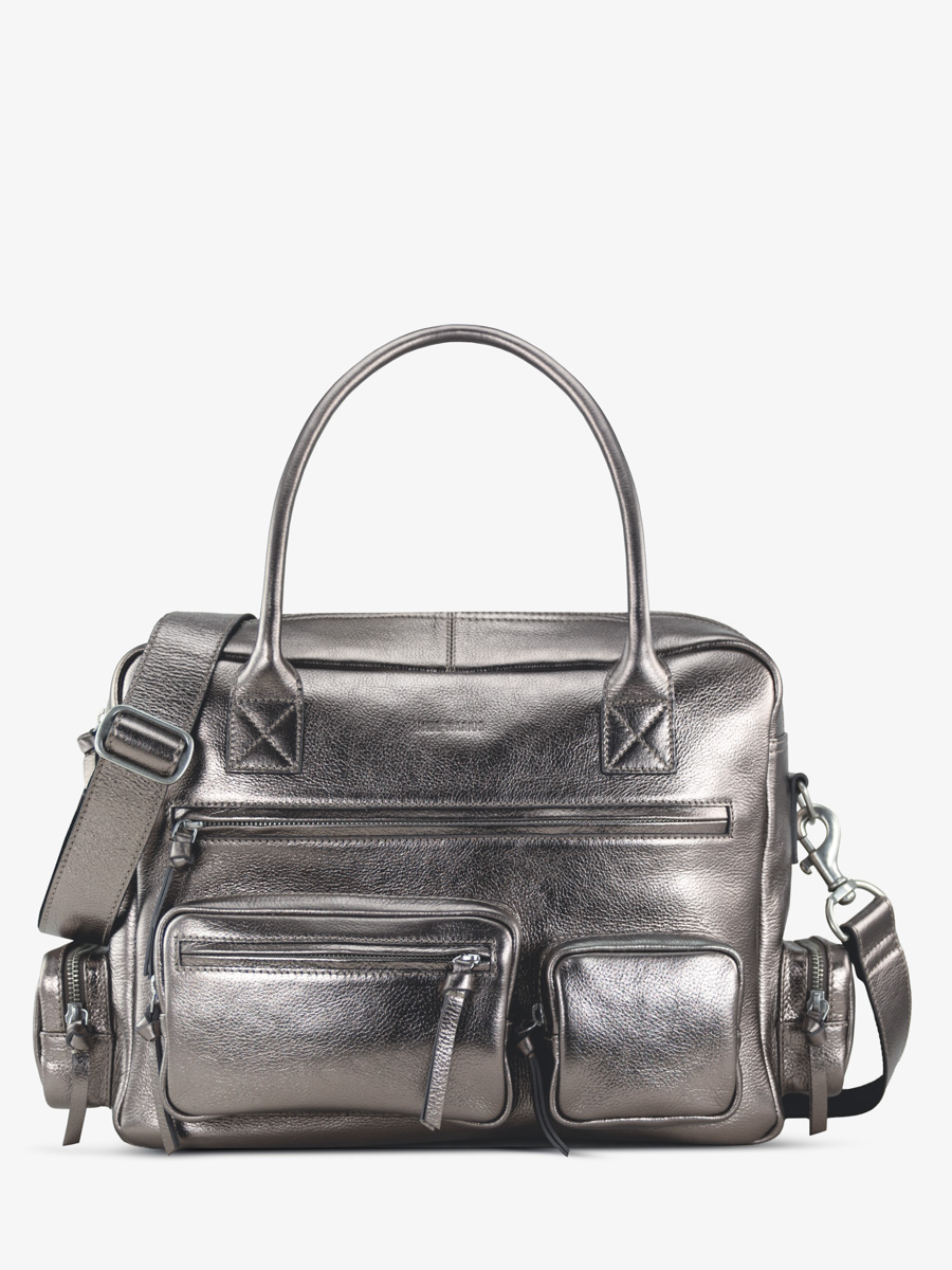 Sac cours multipoches cuir pour femme LeDandy 90's - Acier