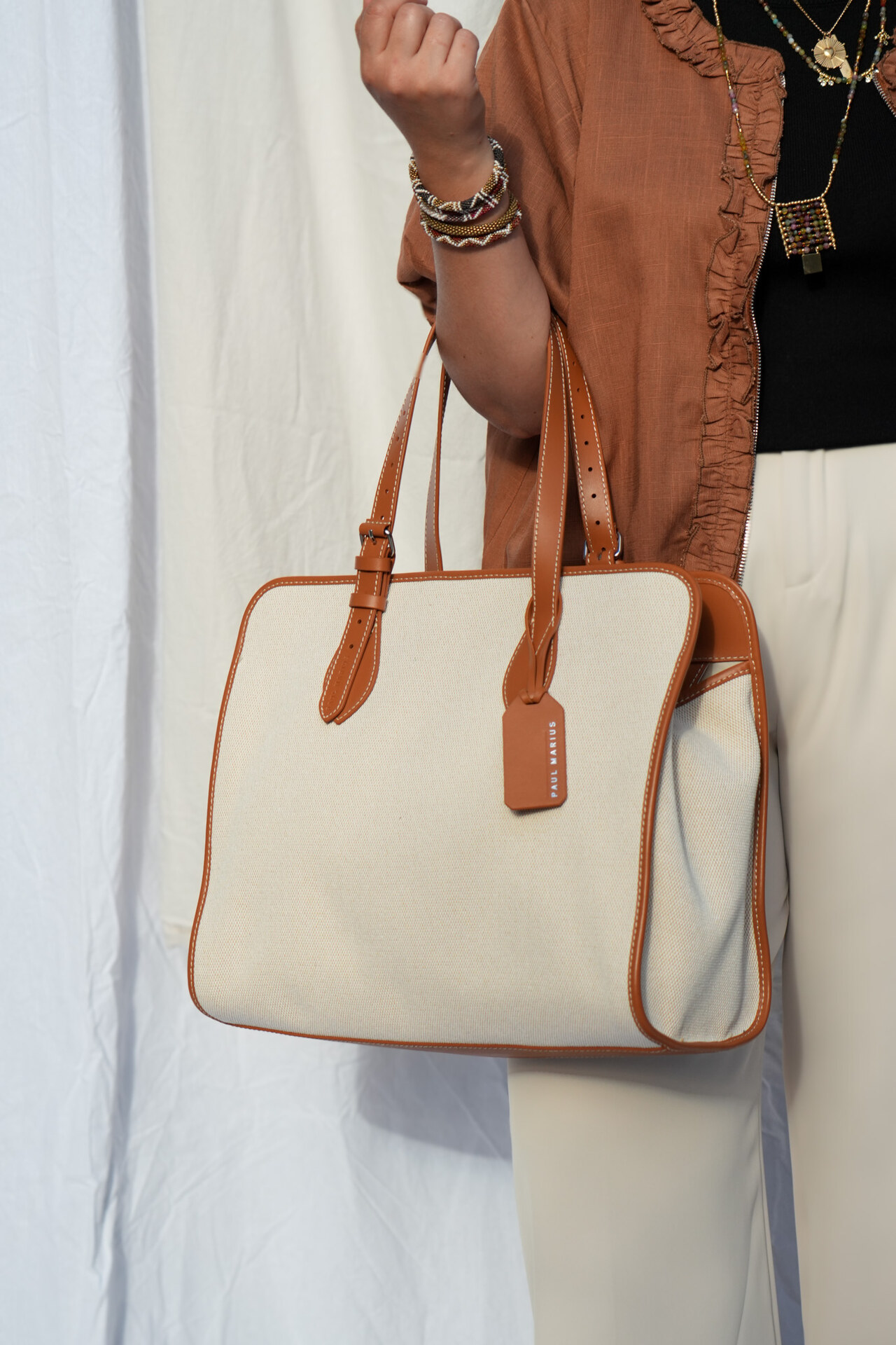 Grand sac cabas femme - Paul Marius - LeCabas L - Escapade - Toile Beige