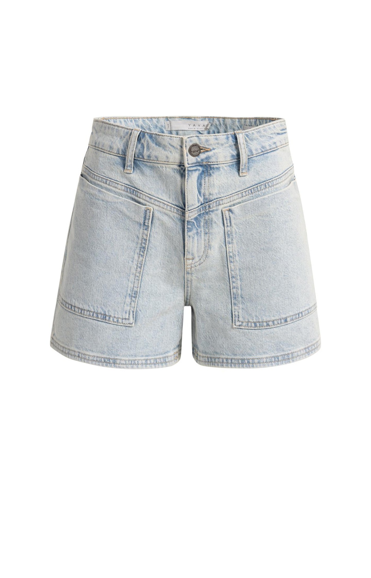 Short aux poches plaquées et aux bords effilés - YAYA - light denim