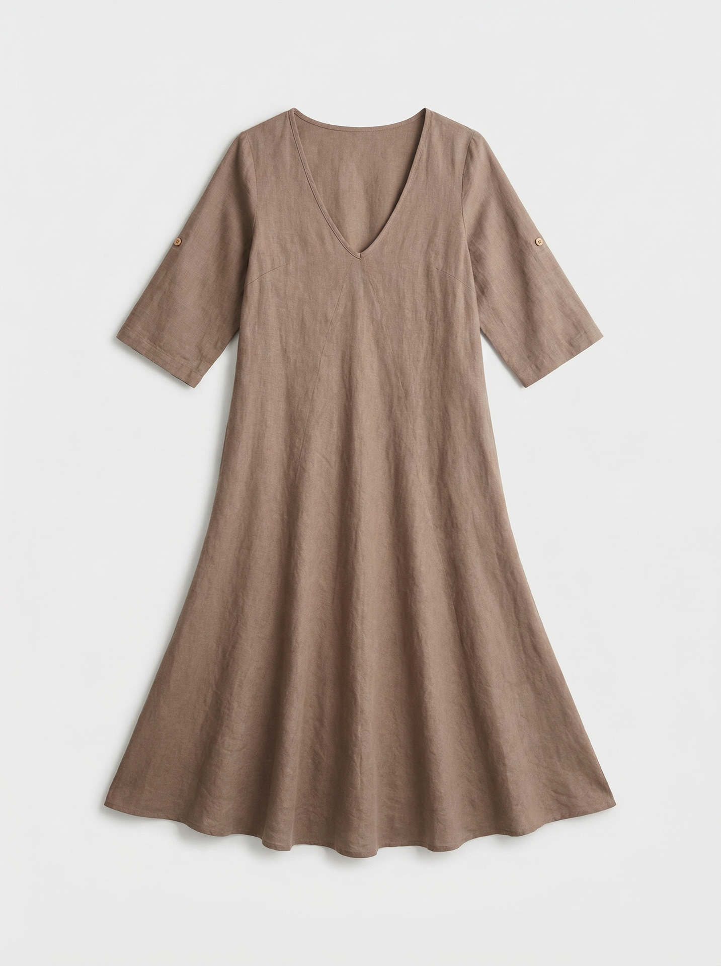 Robe longue en lin épais - Brun camel
