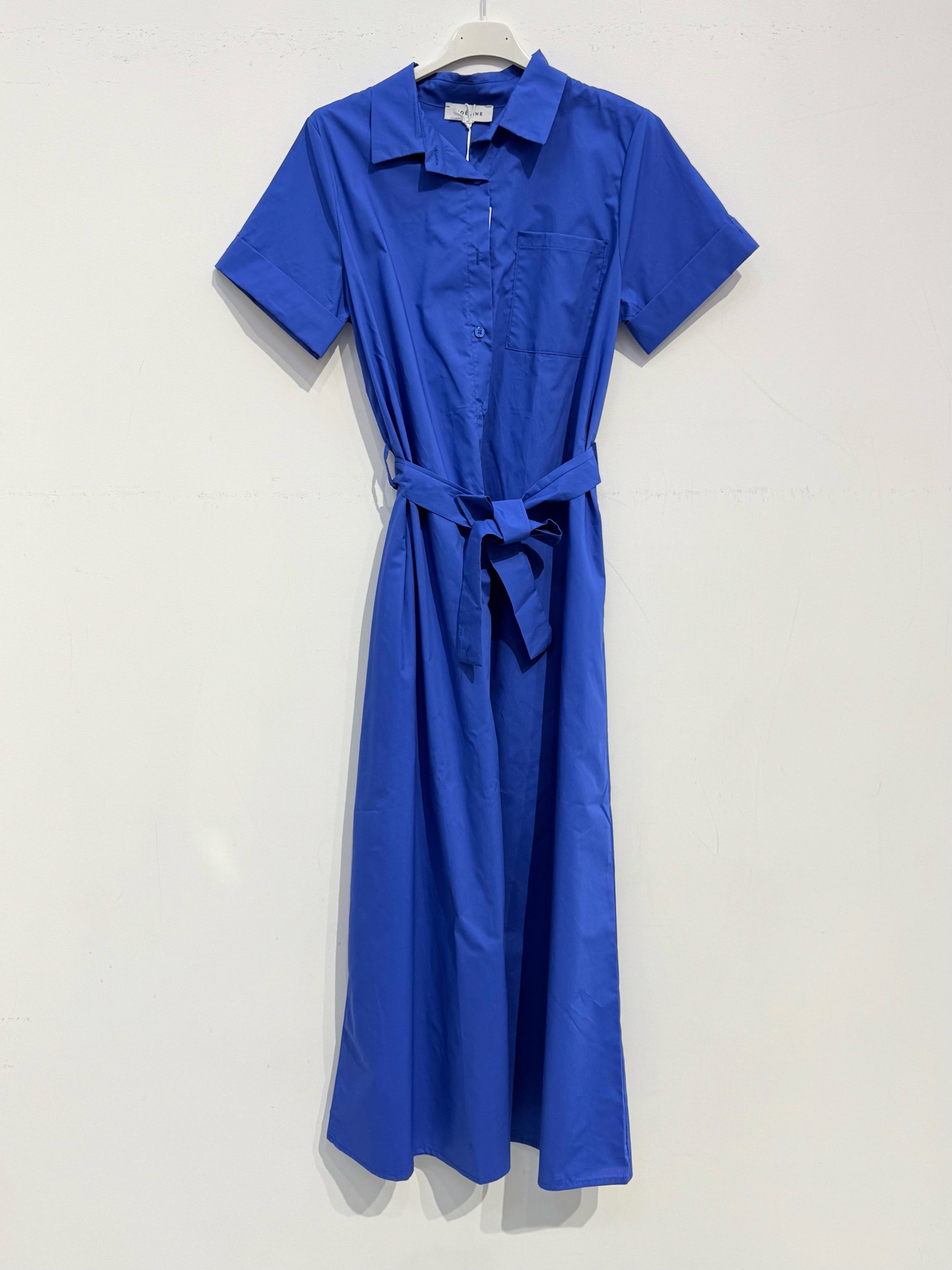 Robe mi-longue en coton glacé à nouer - Bleu roi