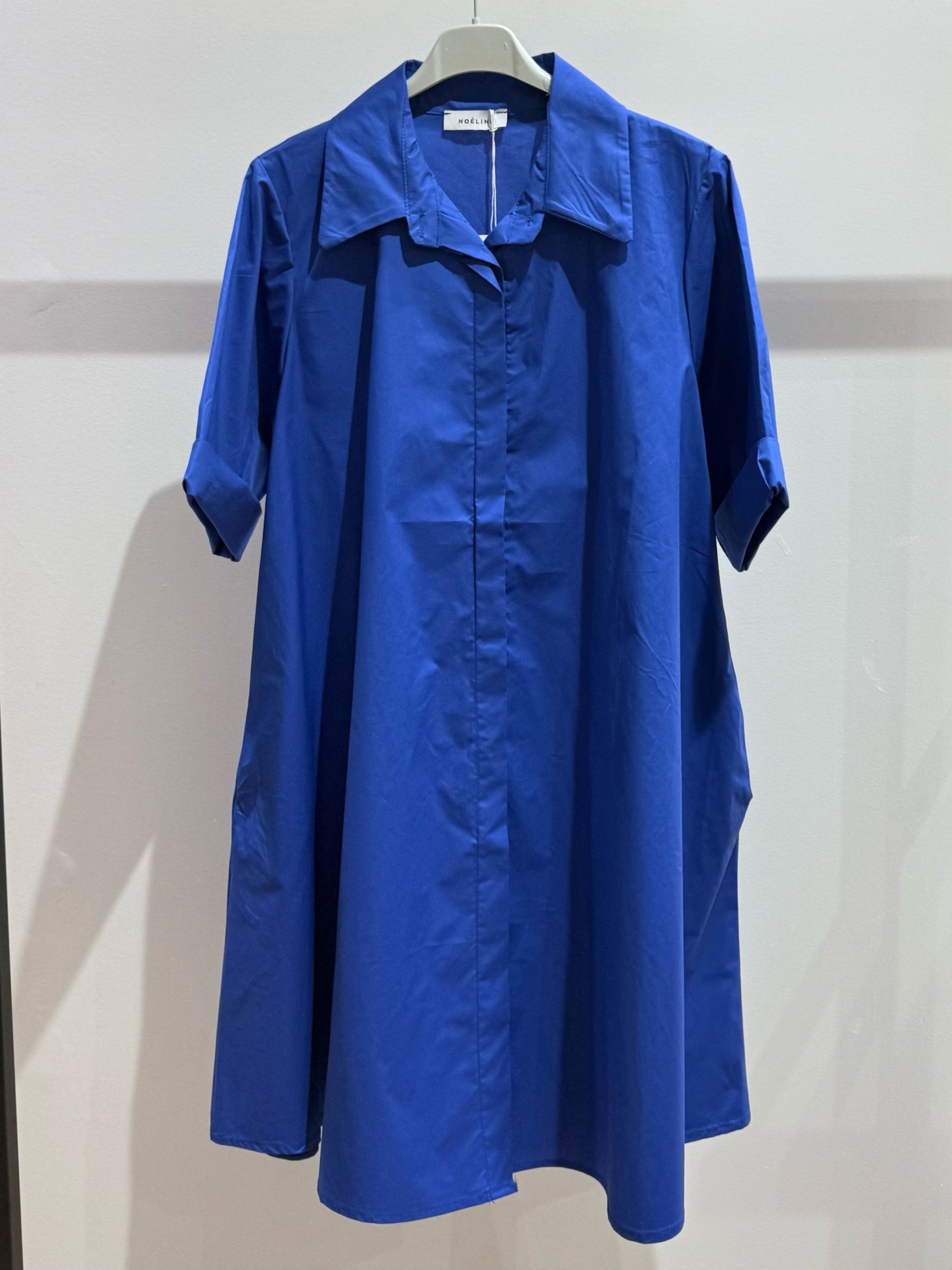 Robe courte en coton glacé - Bleu roi