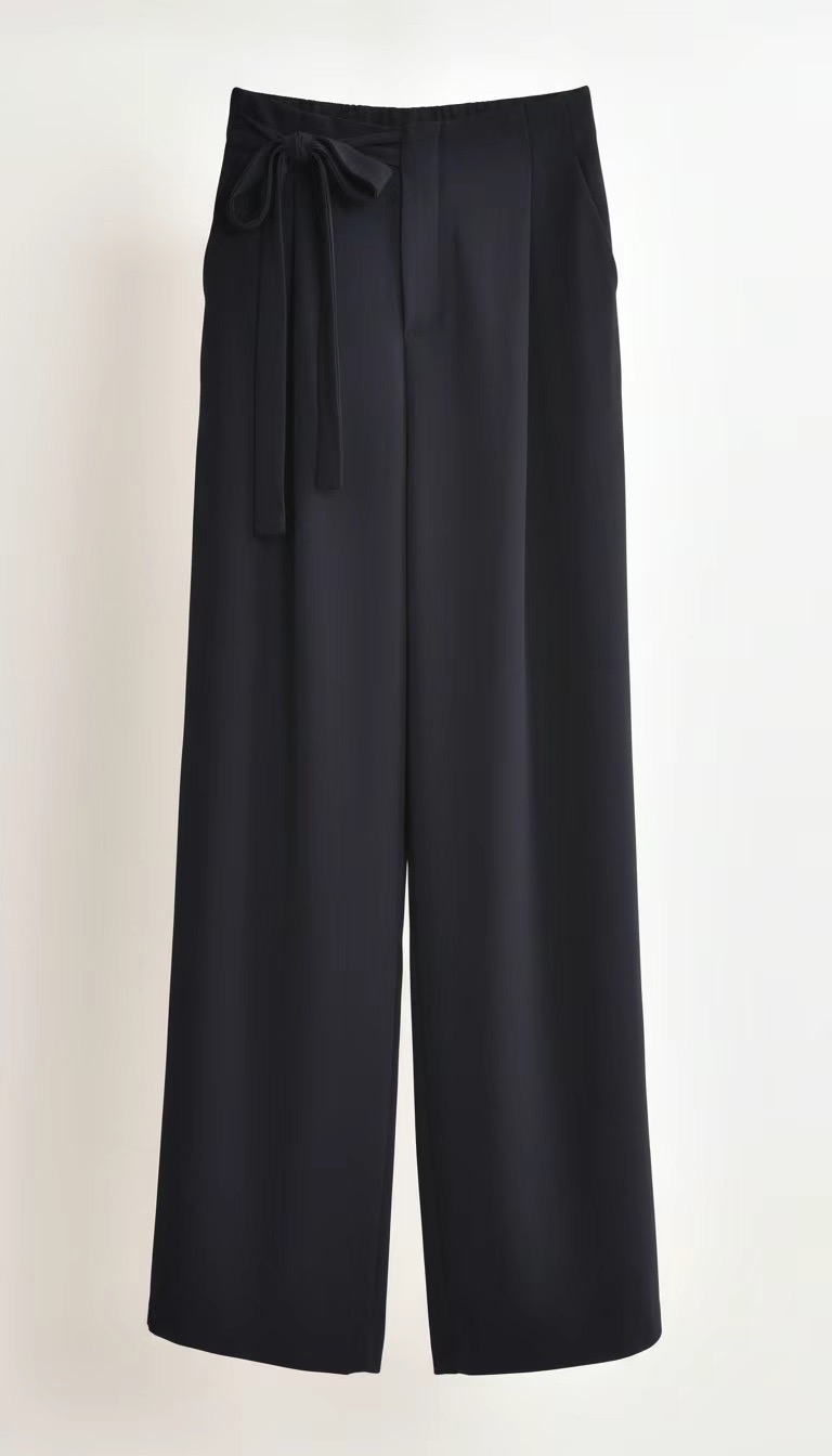 Pantalon de tailleur large avec ceinture - Marine