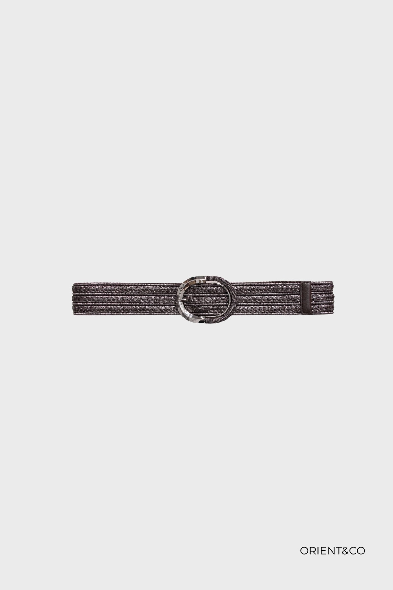 Ceinture - Rafia et boucle dorée - Gris