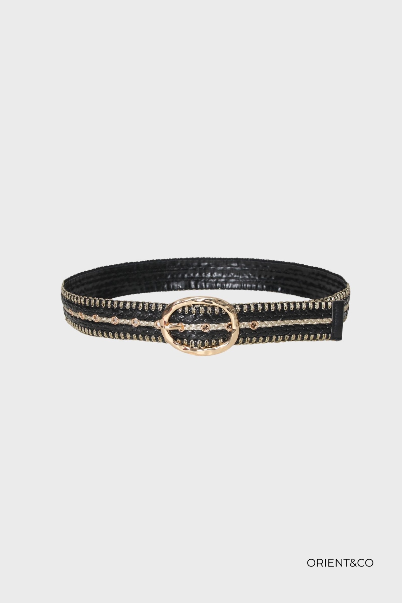 Ceinture en rafia tricolore - Noir