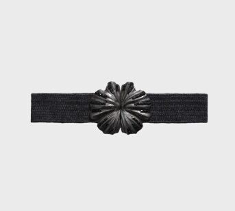 Ceinture élastique - Double fleur - Noir