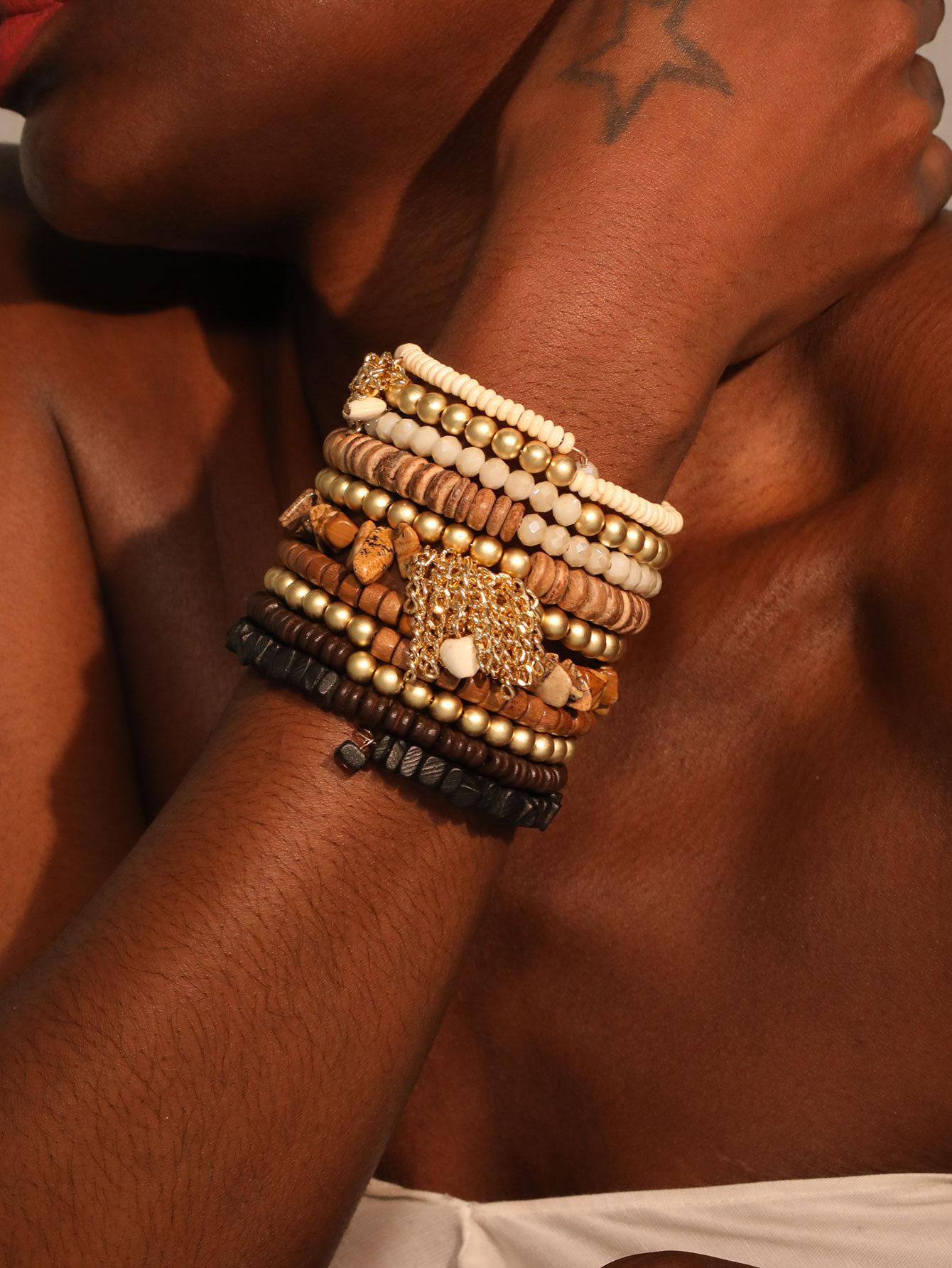 Bracelet multi rangs - Brun
