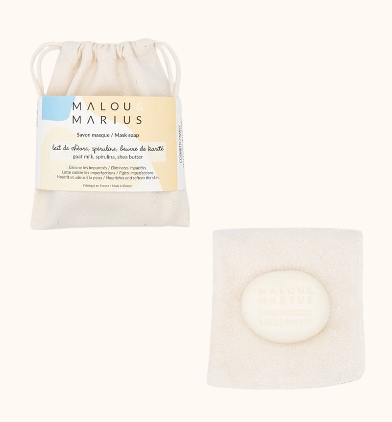 Malou & Marius - Savon masque - Lait de chèvre, spiruline et beurre de karité