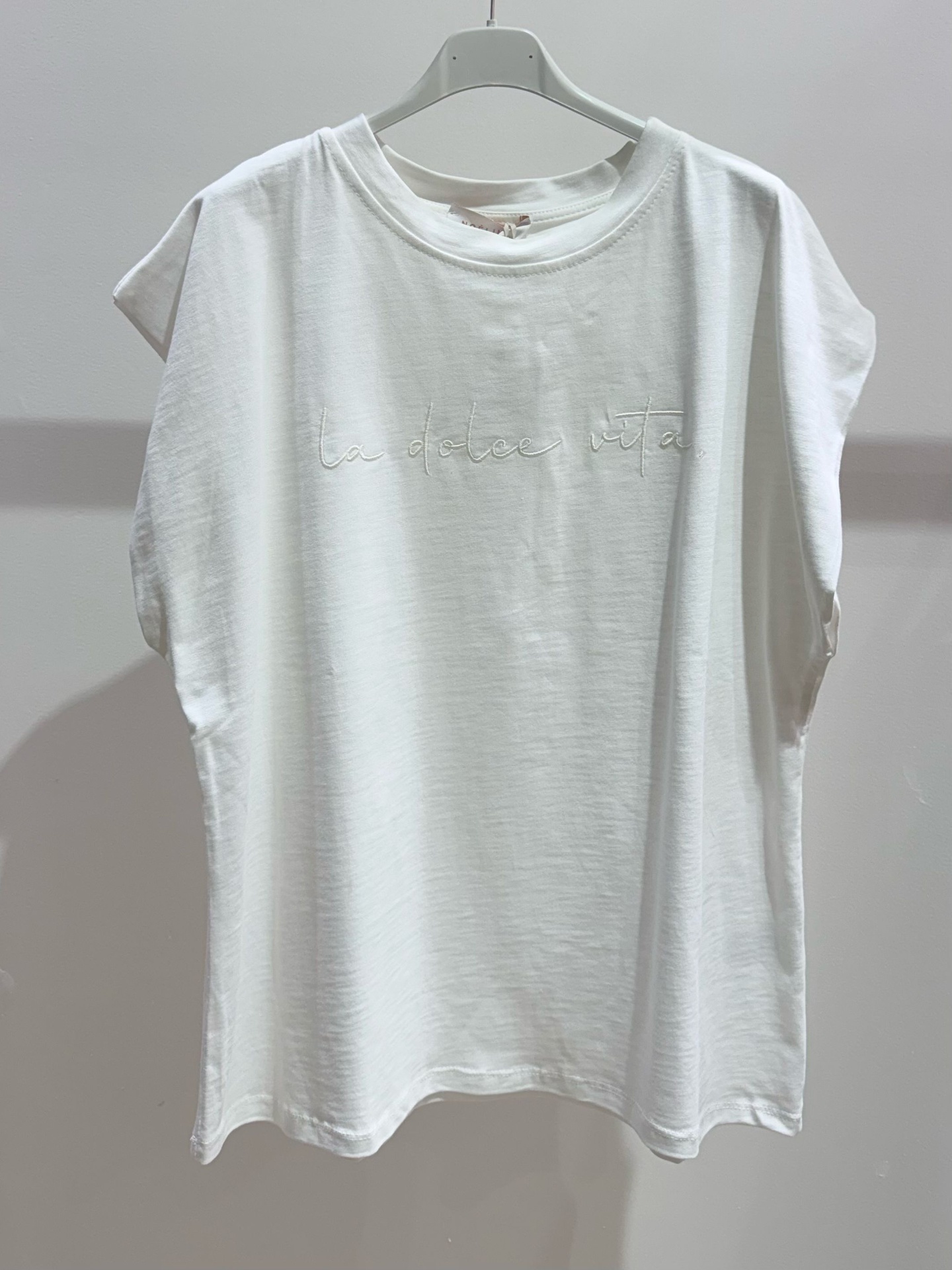 T-shirt à manches courtes en coton - Motif brodé - Dolce Vita - Blanc