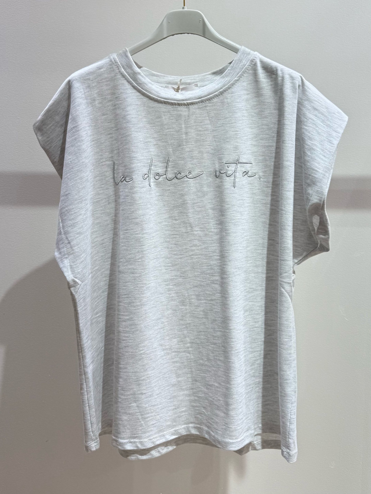 T-shirt à manches courtes en coton - Motif brodé - Dolce Vita - Gris