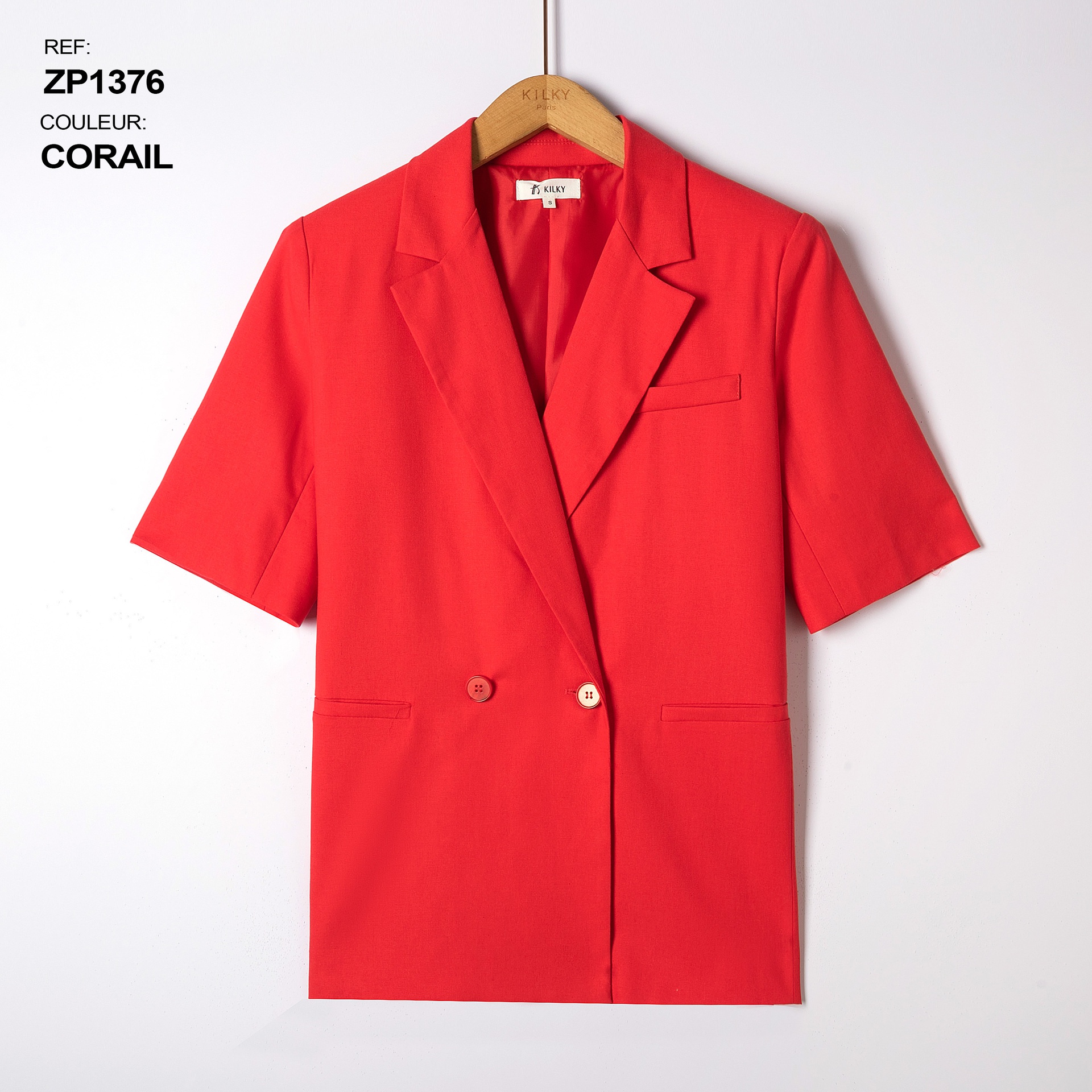 Blazer à manches courtes - Corail