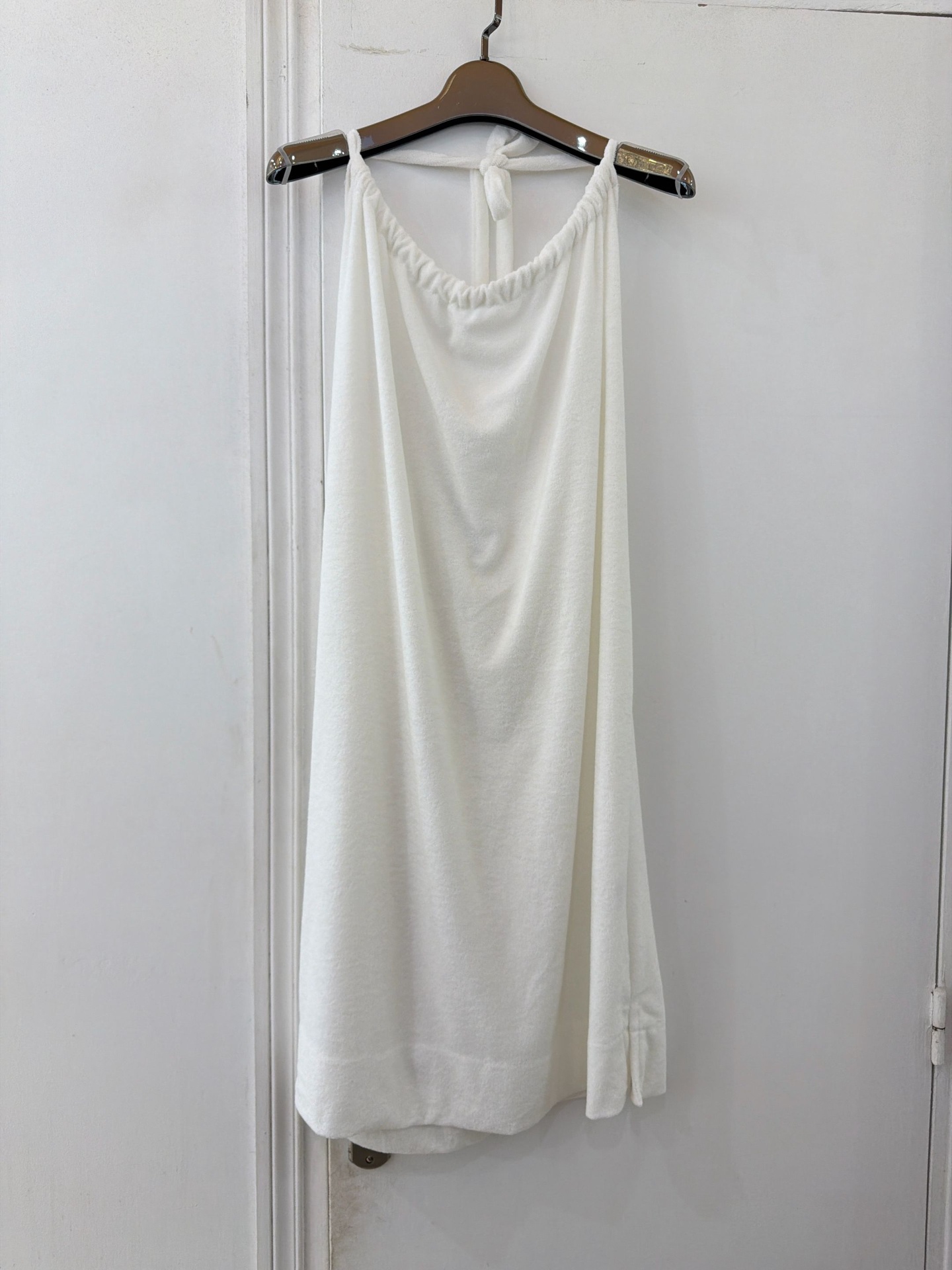 Robe courte en éponge - Dos nu - Blanc